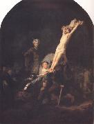 REMBRANDT Harmenszoon van Rijn The Raising of the Cross (mk33) oil painting